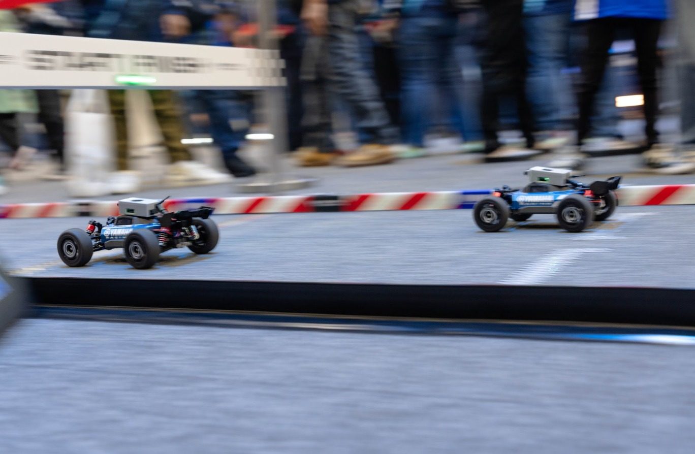Yamaha Racing liveried RC cars racing on Vertex's custom VRC track